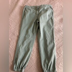J Jill Pants Sage Chino Jogger Pants Cropped Ankle Zip Cotton Blend Stretch Sz14